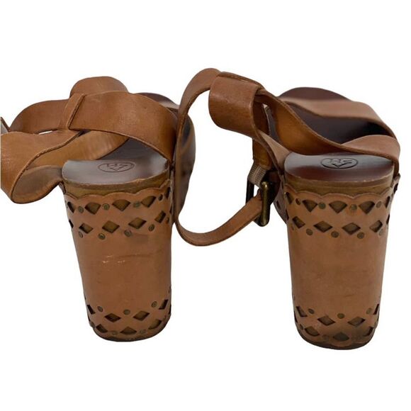 ASH Brown Leather Wedge Sandals Boho Studded Ankle Strap Women's Size 39 / US 8 - Picture 7 of 14